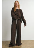 Ruffle Trim Polka Dot Wide Leg Trousers