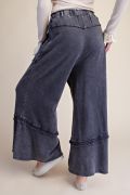 EASEL SELF FRAY DETAILING WASHED TERRY PANTS