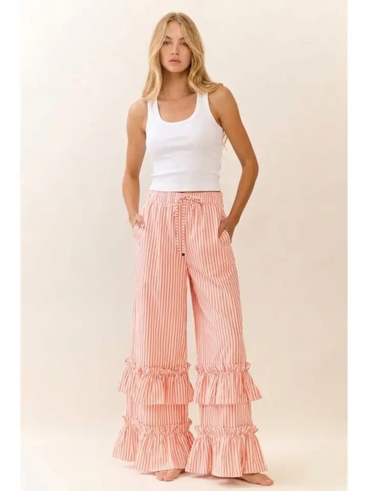 Striped Pull-On Maxi Pants