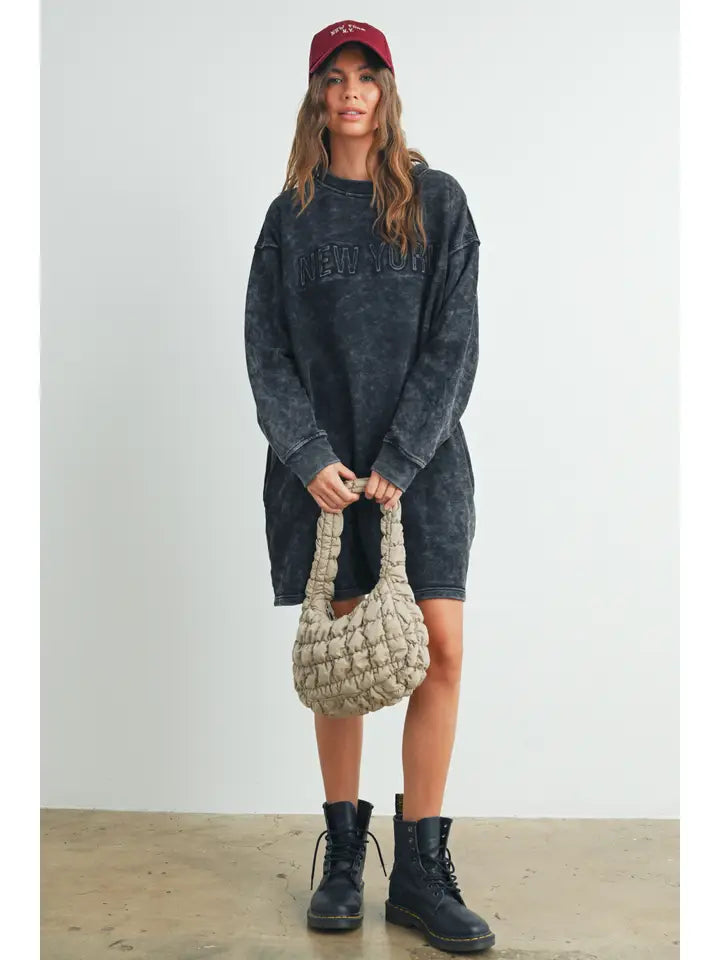 Tall Acid Wash Sweatshirt Dress