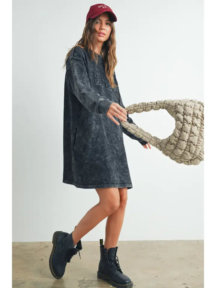 Tall Acid Wash Sweatshirt Dress