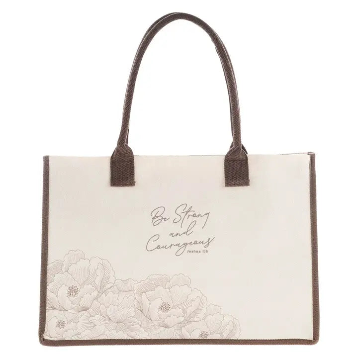 Tote Canvas Cream Strong & Courageous Josh. 1:9
