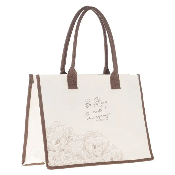 Tote Canvas Cream Strong & Courageous Josh. 1:9
