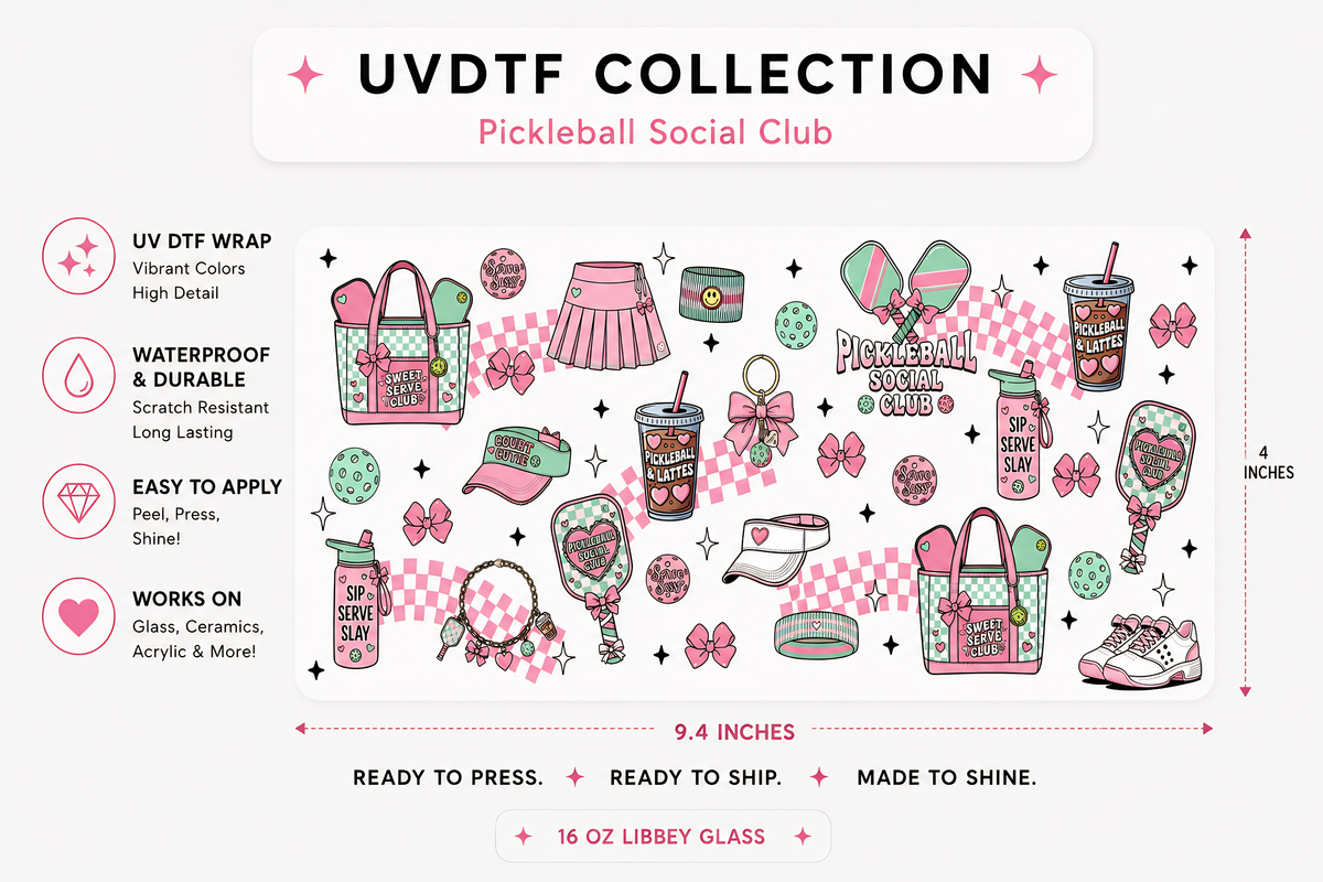 Pickleball Social Club UVDTF Cup Wrap