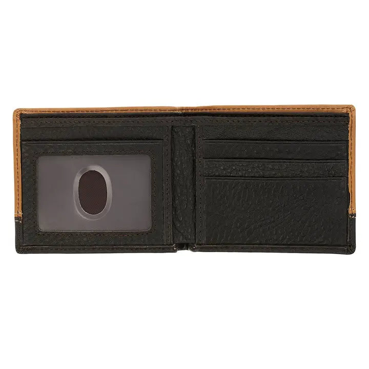 Wallet Leather Two-Tone Brown Man of God Cross