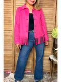 Western Suede Pink Fringe Women's Boutique Coat