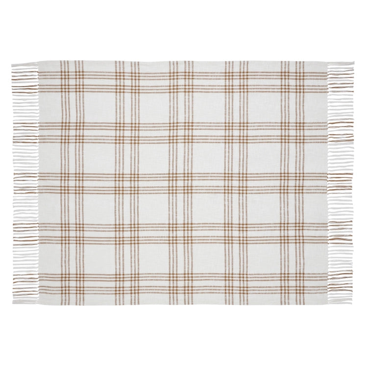 Wheat Plaid Woven Throw Blanket 50x60 Cotton Fringe Fall