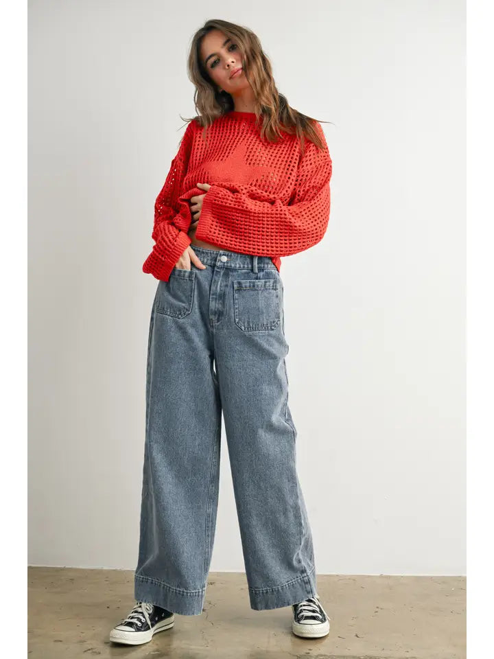 Wide-Leg Denim Jeans