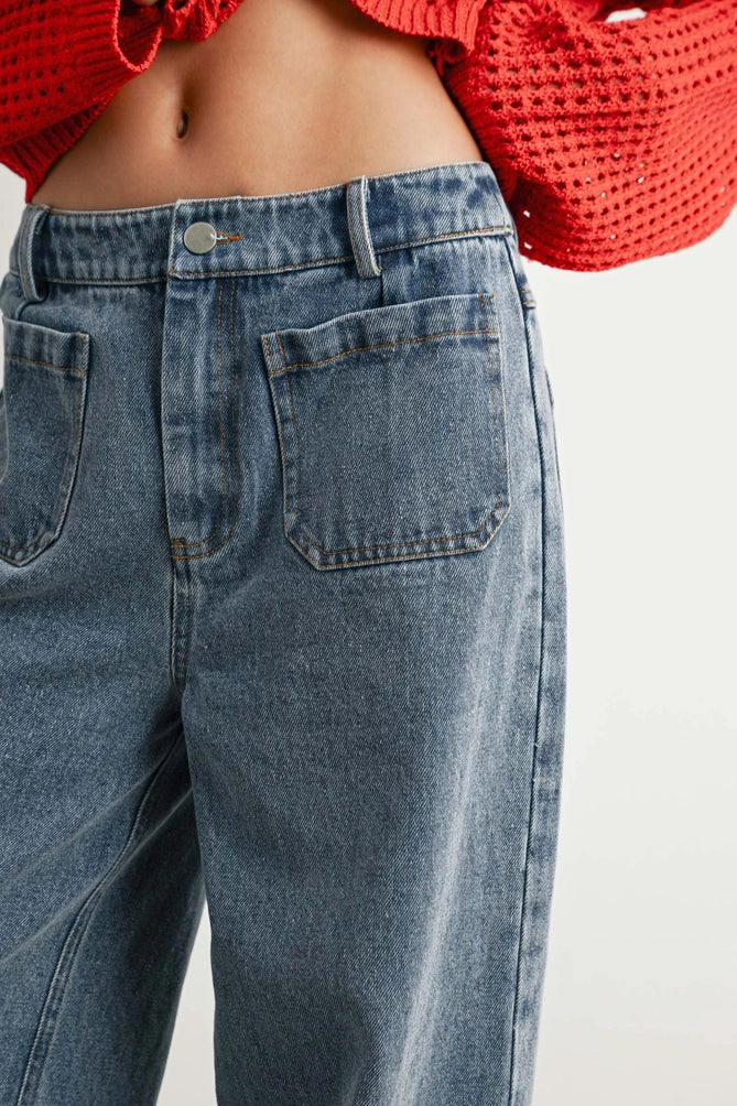 Wide-Leg Denim Jeans