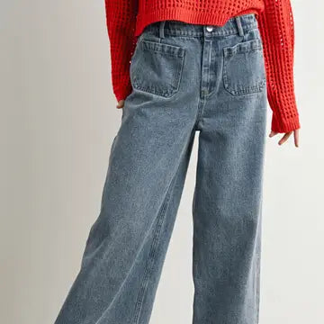 Wide-Leg Denim Jeans