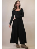 Wide Leg Solid Knit Casual Jumpsuit