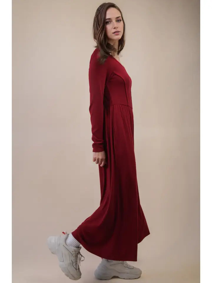 Wide Leg Solid Knit Casual Jumpsuit