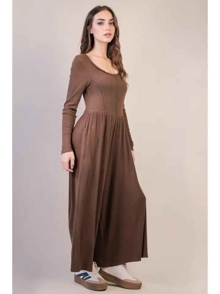 Wide Leg Solid Knit Casual Jumpsuit
