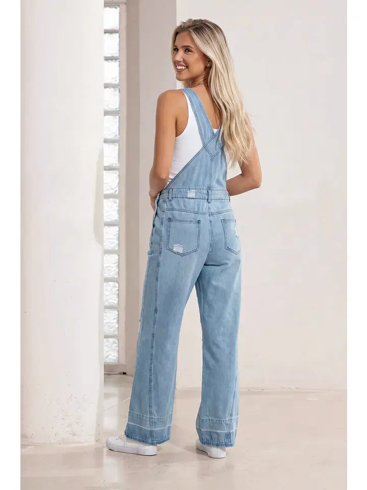 Adjustable Straps Denim Overall Jumpsuit
