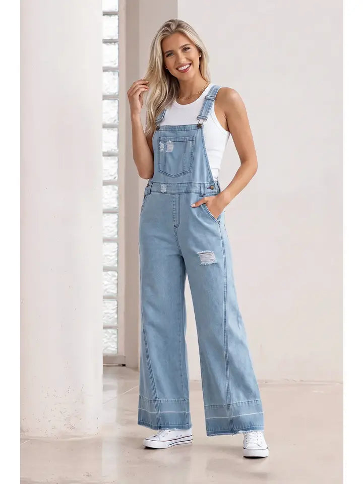 Adjustable Straps Denim Overall Jumpsuit