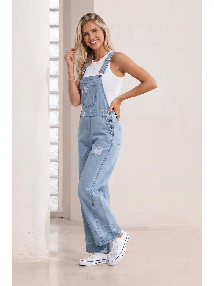 Adjustable Straps Denim Overall Jumpsuit