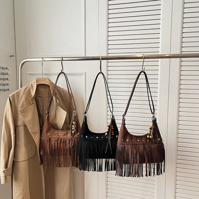 Boho Fringe Hobo Large Capacity Shoulder Bag