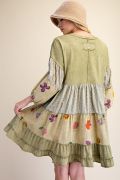 EASEL PLUS SIZE PRINT MIX TIERED WASHED DRESS