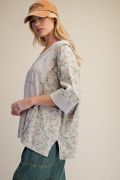 EASEL PLUS SIZE-PRINT MIX WASHED TERRY BOXY TOP
