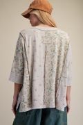 EASEL PLUS SIZE-PRINT MIX WASHED TERRY BOXY TOP