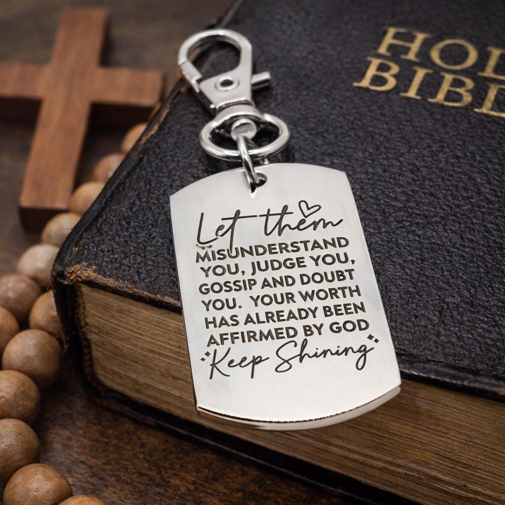 Let Them Keep Shining Faith Clip On Charm Stainless Steel Engraved Christian Gift Encouragement Scripture Accessory